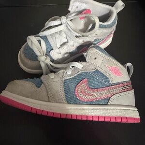 Nike Kids Sneakers with Pink and Blue Accents